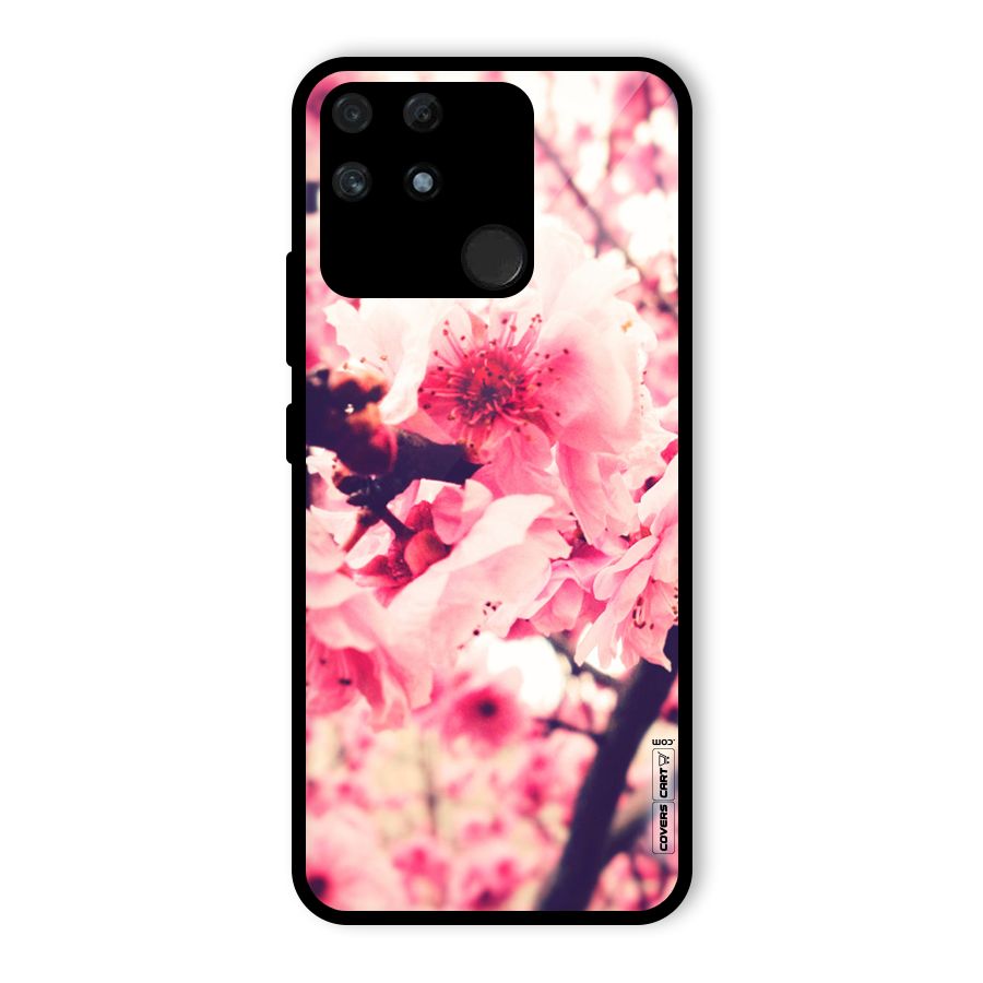 Pretty Pink Flowers Glass Back Case for Realme Narzo 50A