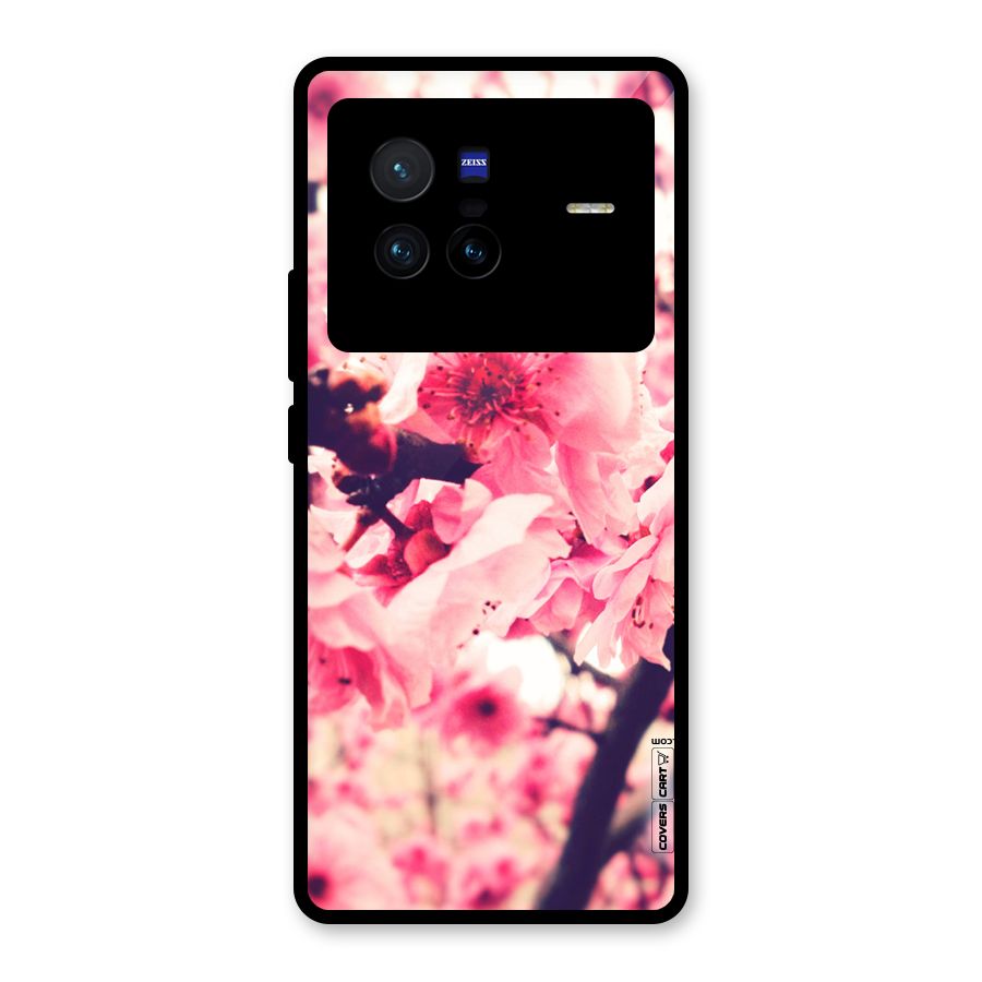 Pretty Pink Flowers Glass Back Case for Vivo X80