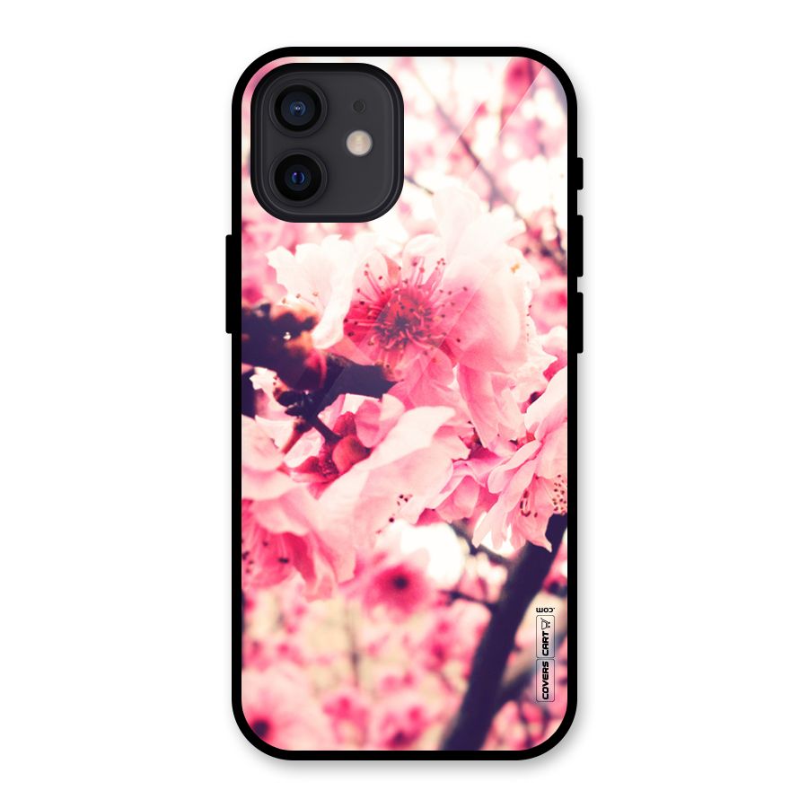 Pretty Pink Flowers Glass Back Case for iPhone 12
