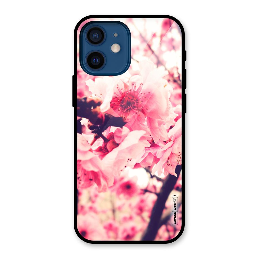 Pretty Pink Flowers Glass Back Case for iPhone 12 Mini