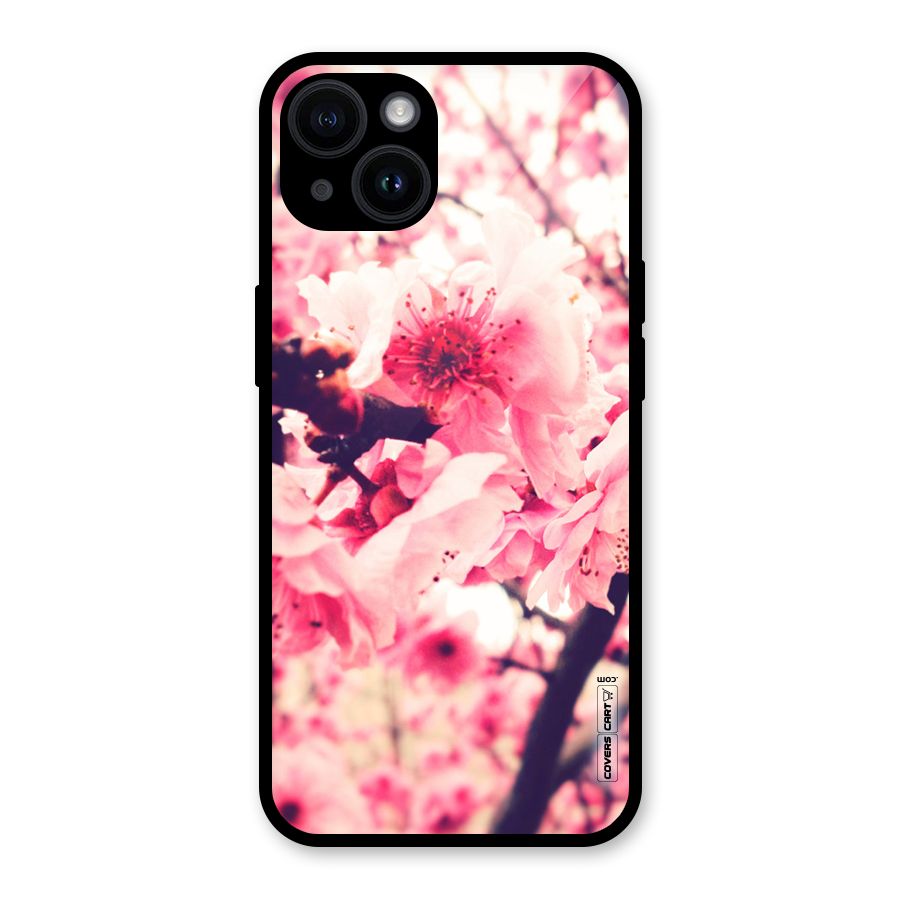 Pretty Pink Flowers Glass Back Case for iPhone 14