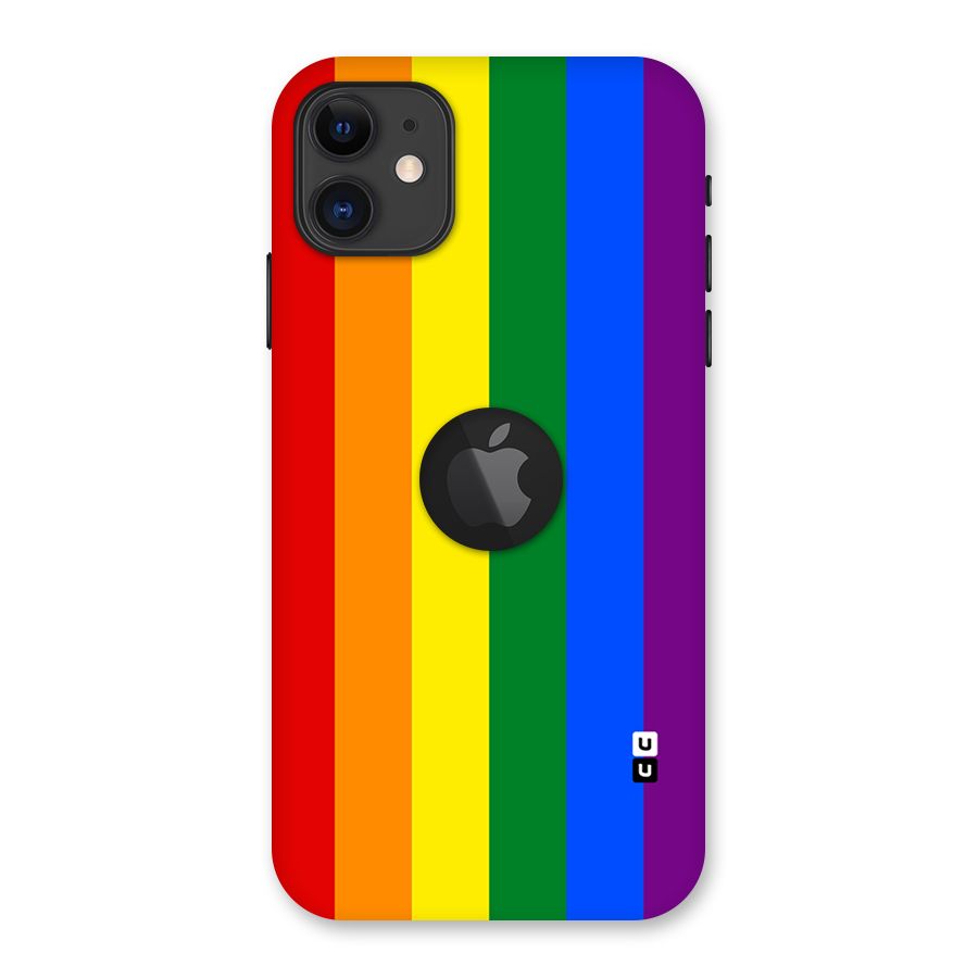 Pride Rainbow Stripes Back Case for iPhone 11 Logo Cut