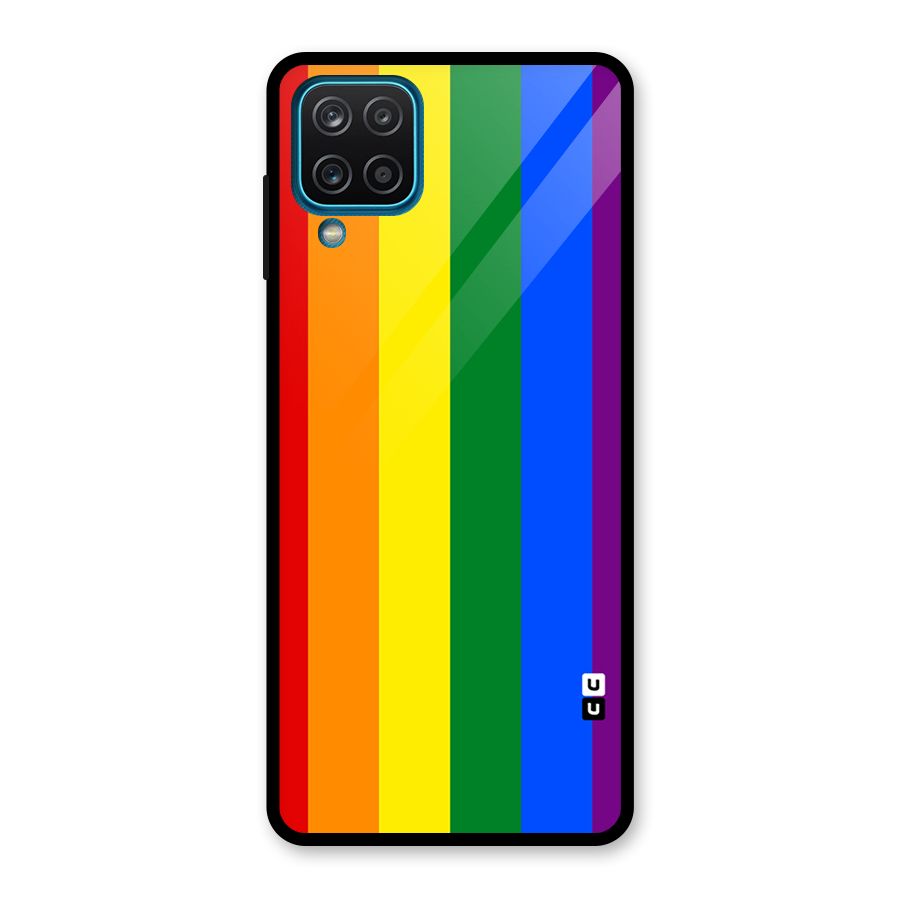 Pride Rainbow Stripes Glass Back Case for Galaxy A12