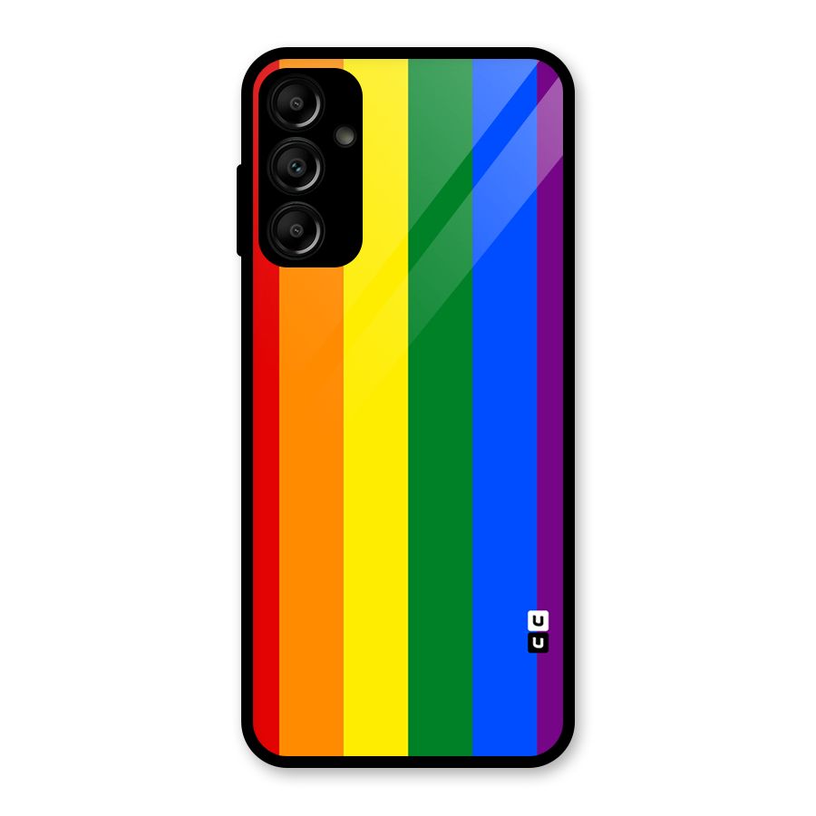 Pride Rainbow Stripes Glass Back Case for Galaxy A14 5G