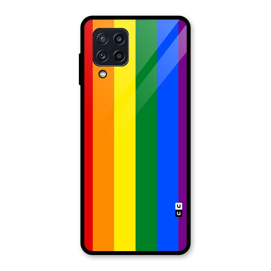 Pride Rainbow Stripes Glass Back Case for Galaxy M32