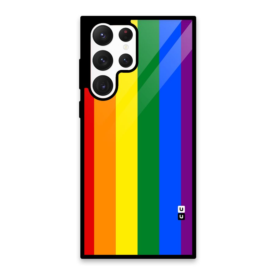 Pride Rainbow Stripes Glass Back Case for Galaxy S22 Ultra 5G