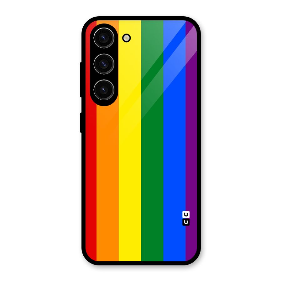 Pride Rainbow Stripes Glass Back Case for Galaxy S23
