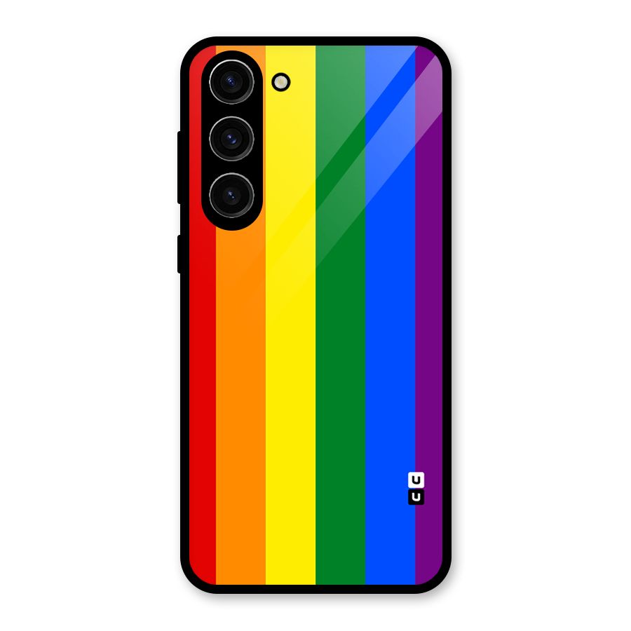 Pride Rainbow Stripes Glass Back Case for Galaxy S23 Plus