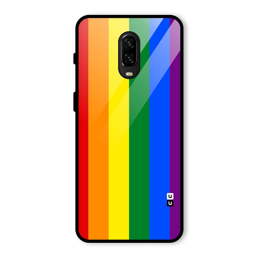 Pride Rainbow Stripes Glass Back Case for OnePlus 6T