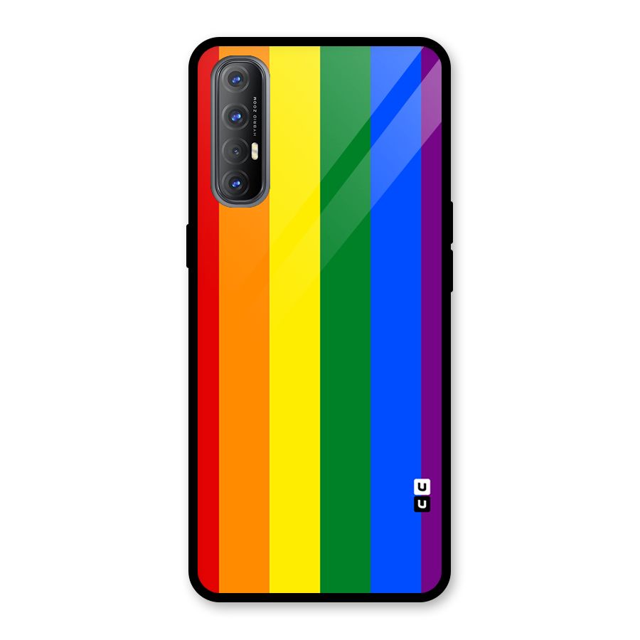 Pride Rainbow Stripes Glass Back Case for Oppo Reno3 Pro