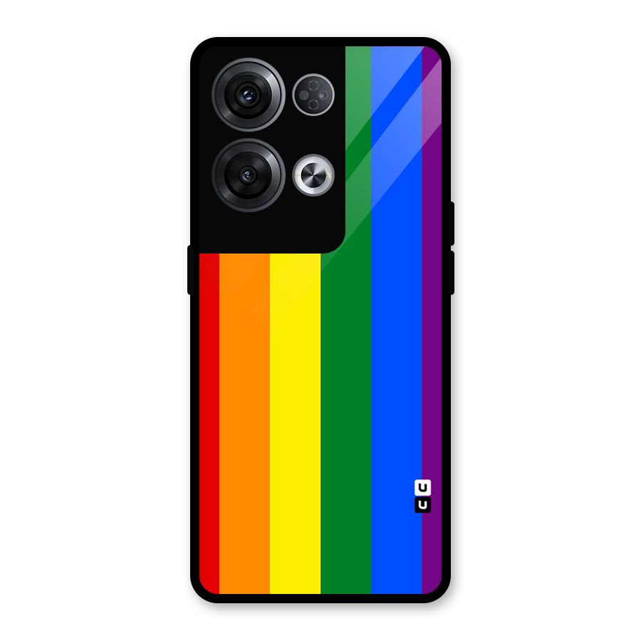 Pride Rainbow Stripes Glass Back Case for Oppo Reno8 Pro 5G