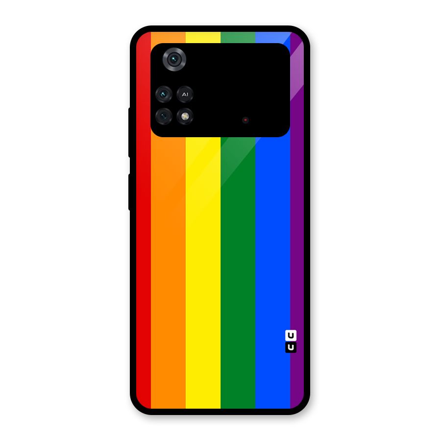 Pride Rainbow Stripes Glass Back Case for Poco M4 Pro 4G