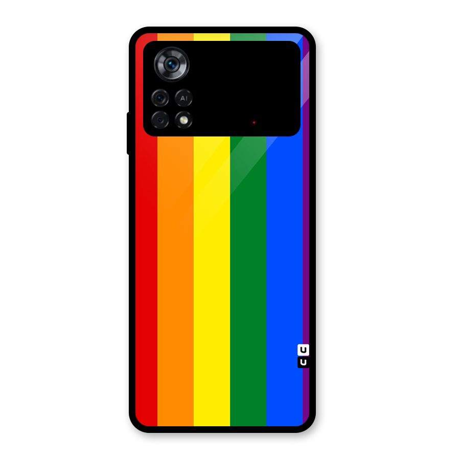 Pride Rainbow Stripes Glass Back Case for Poco X4 Pro 5G