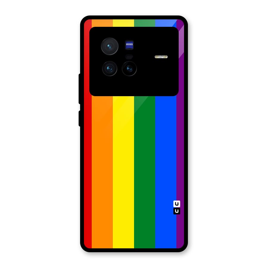Pride Rainbow Stripes Glass Back Case for Vivo X80