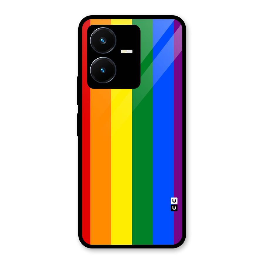 Pride Rainbow Stripes Glass Back Case for Vivo Y22