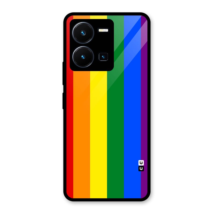 Pride Rainbow Stripes Glass Back Case for Vivo Y35