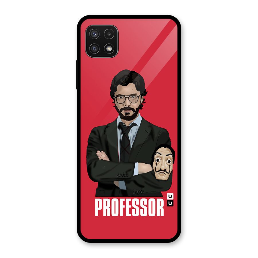 Professor Art Illustration Glass Back Case for Galaxy A22 5G