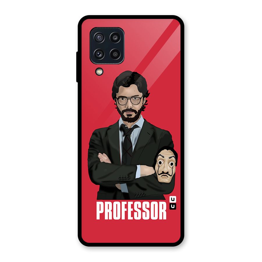 Professor Art Illustration Glass Back Case for Galaxy M32