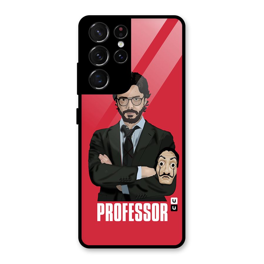 Professor Art Illustration Glass Back Case for Galaxy S21 Ultra 5G