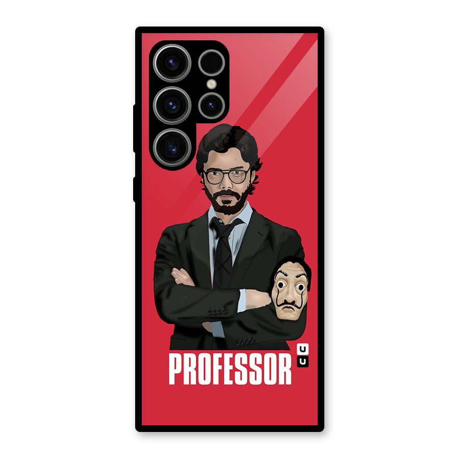 Professor Art Illustration Glass Back Case for Galaxy S23 Ultra