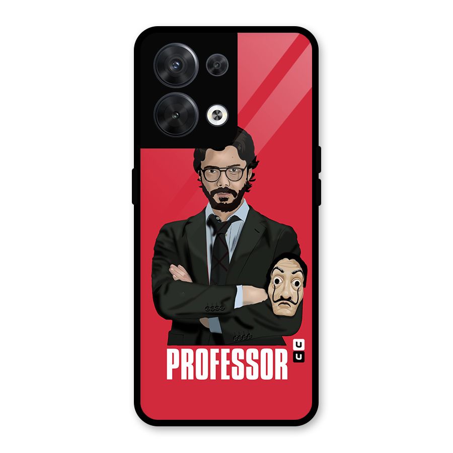 Professor Art Illustration Glass Back Case for Oppo Reno8 5G