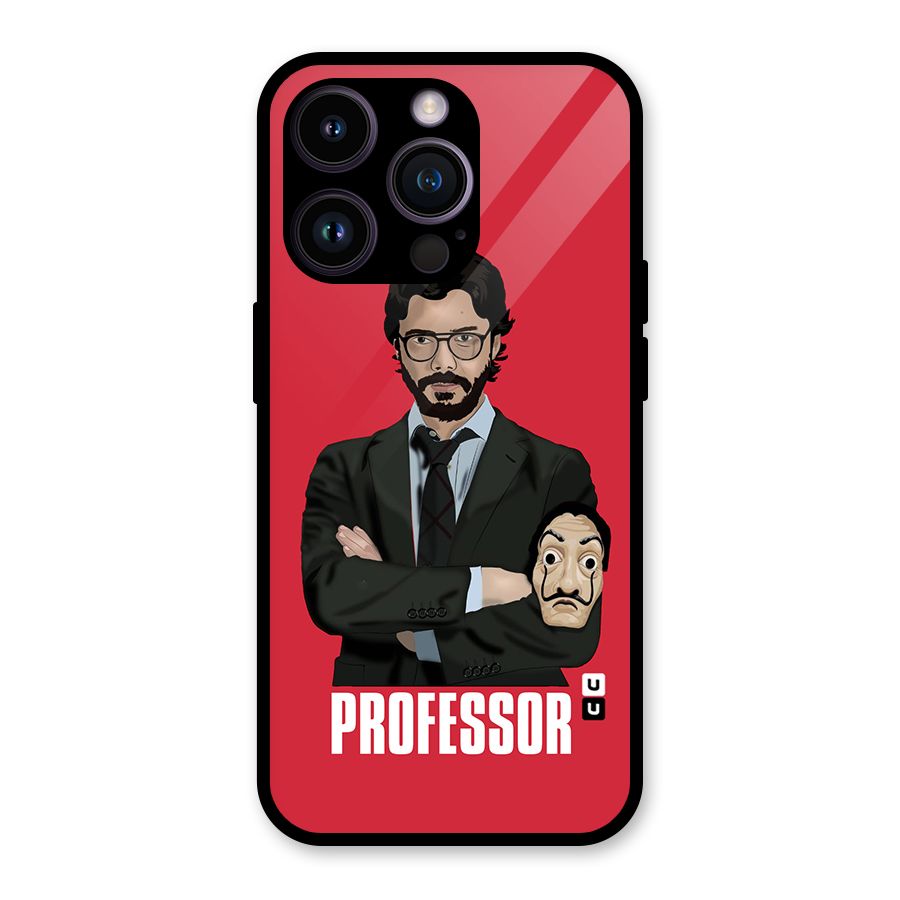 Professor Art Illustration Glass Back Case for iPhone 14 Pro