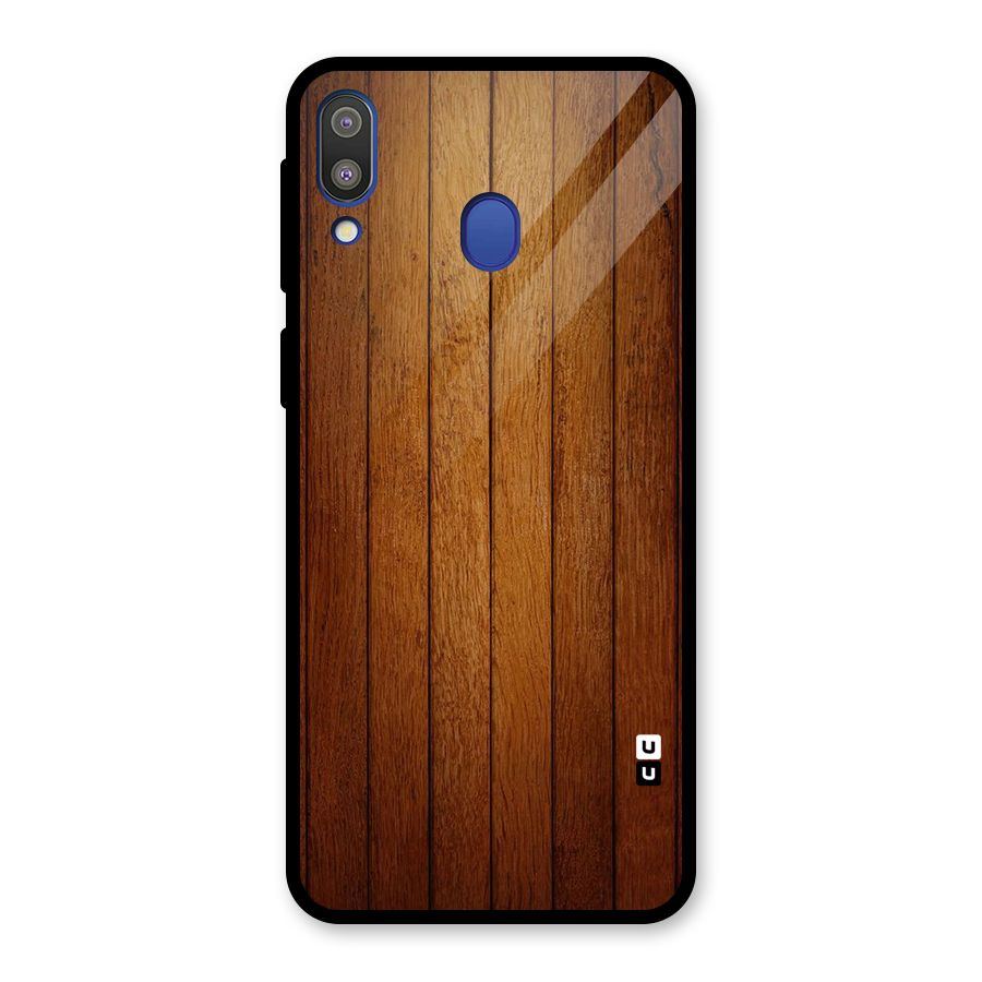 Proper Brown Wood Glass Back Case for Galaxy M20
