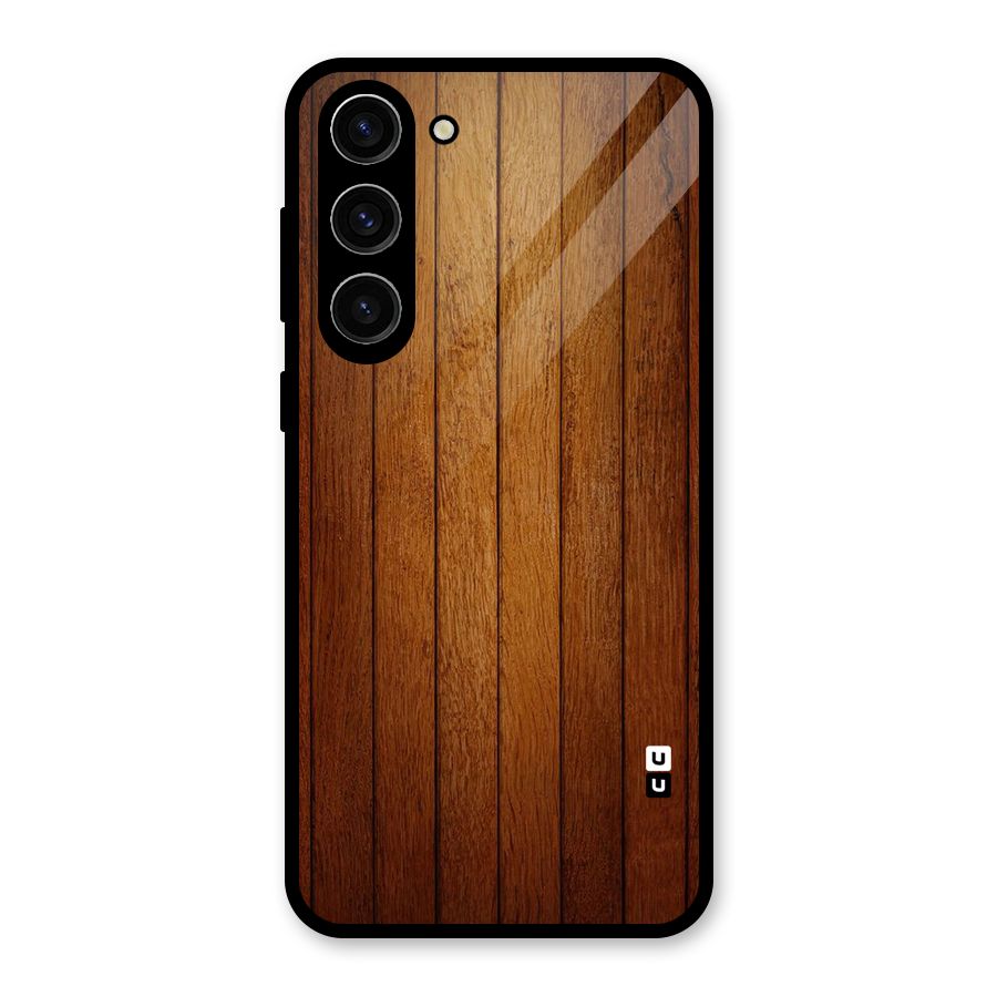 Proper Brown Wood Glass Back Case for Galaxy S23 Plus