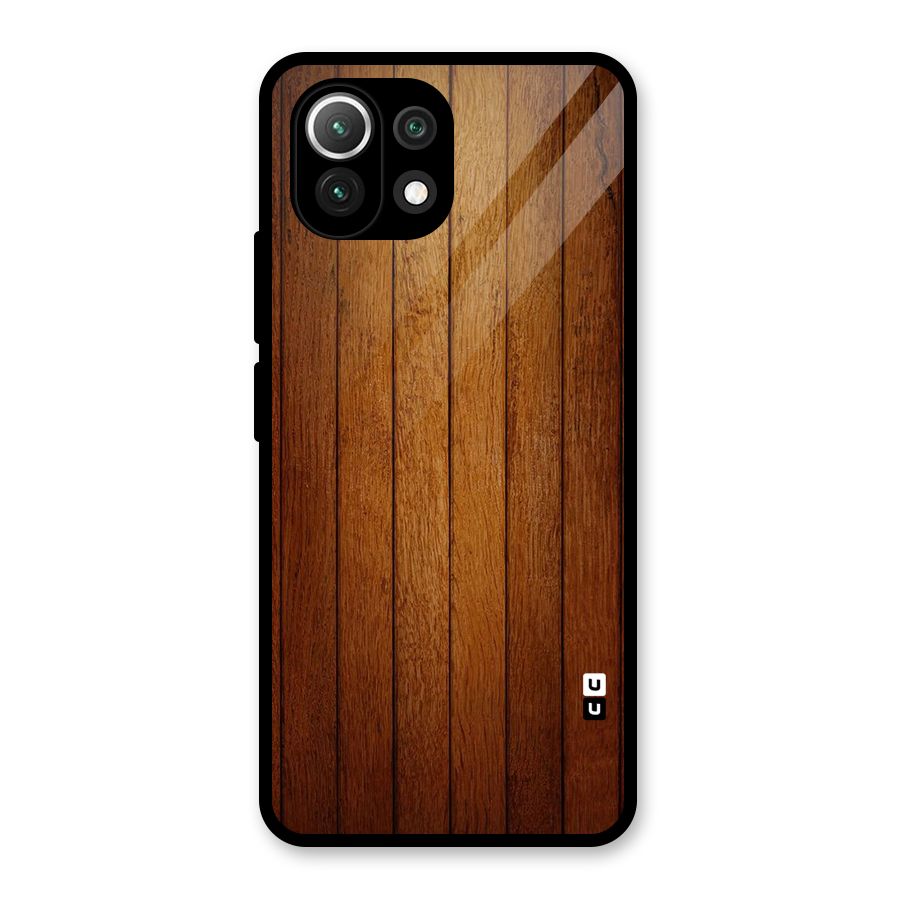 Proper Brown Wood Glass Back Case for Mi 11 Lite NE 5G