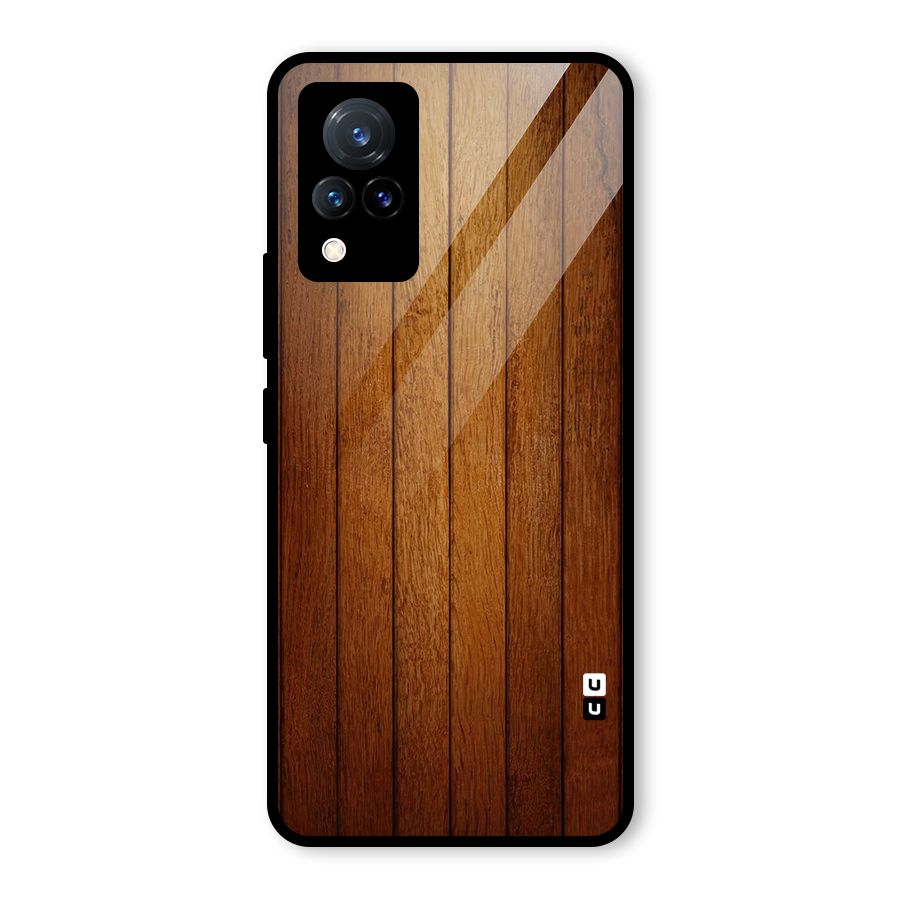 Proper Brown Wood Glass Back Case for Vivo V21 5G