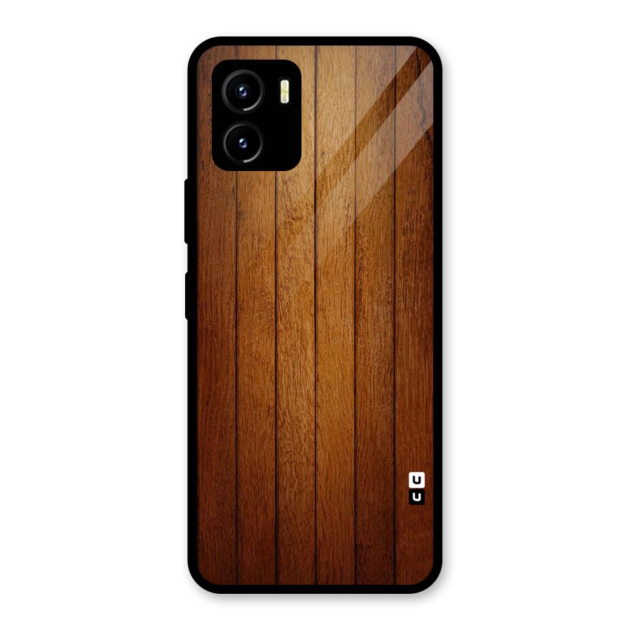 Proper Brown Wood Glass Back Case for Vivo Y15s