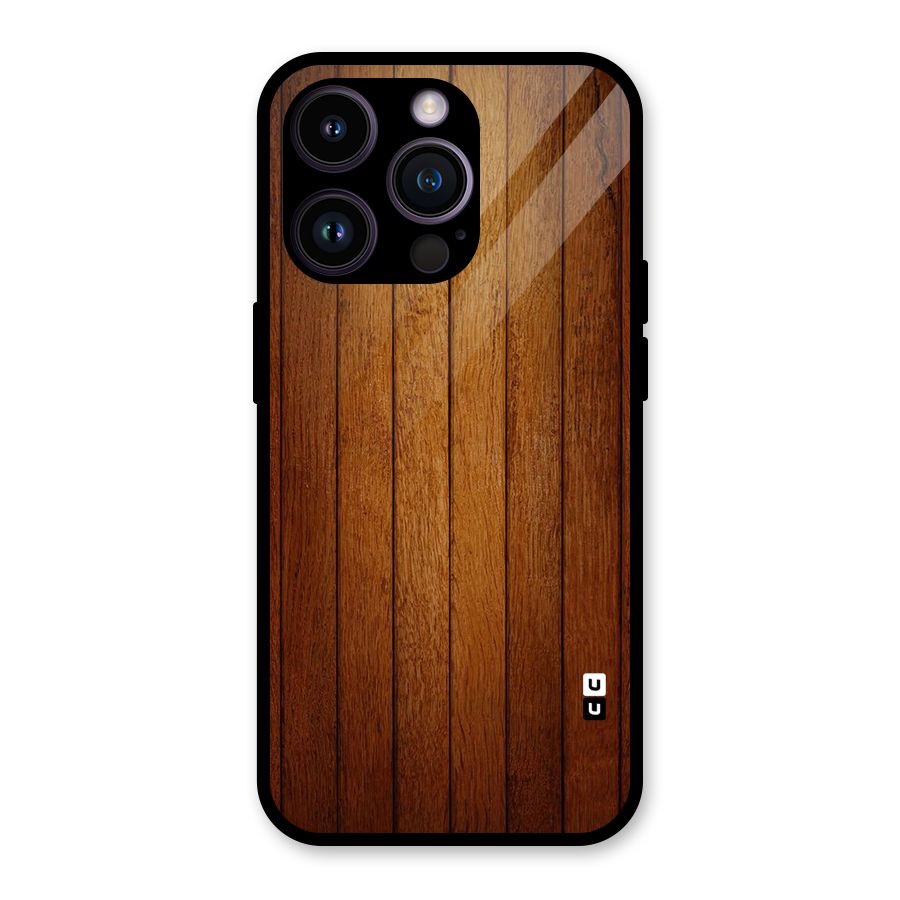 Proper Brown Wood Glass Back Case for iPhone 14 Pro