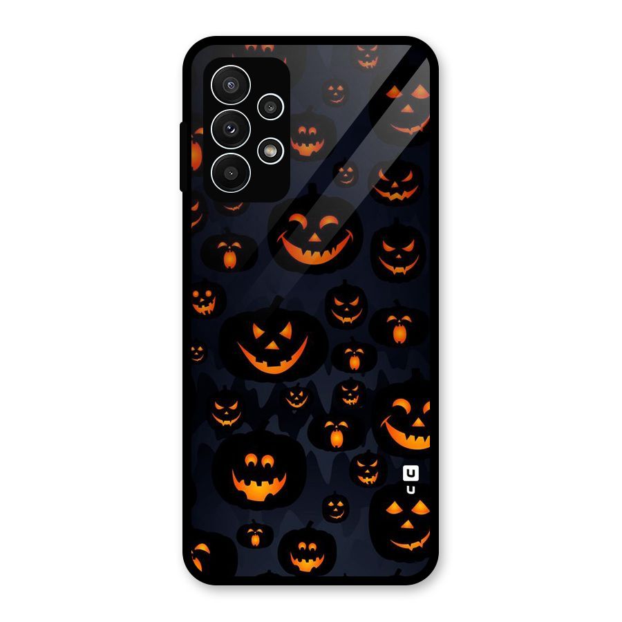 Pumpkin Smile Pattern Glass Back Case for Galaxy A23