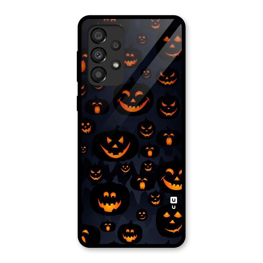Pumpkin Smile Pattern Glass Back Case for Galaxy A33 5G