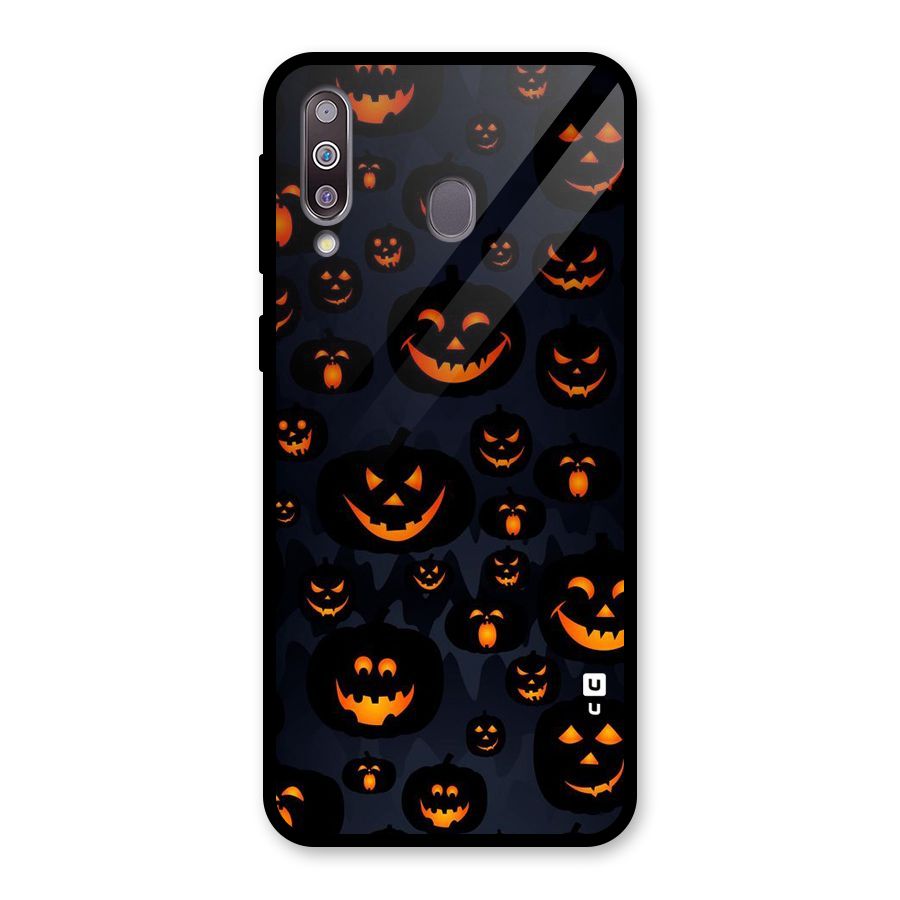 Pumpkin Smile Pattern Glass Back Case for Galaxy M30