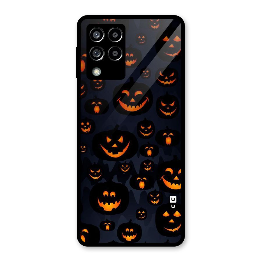 Pumpkin Smile Pattern Glass Back Case for Galaxy M53 5G