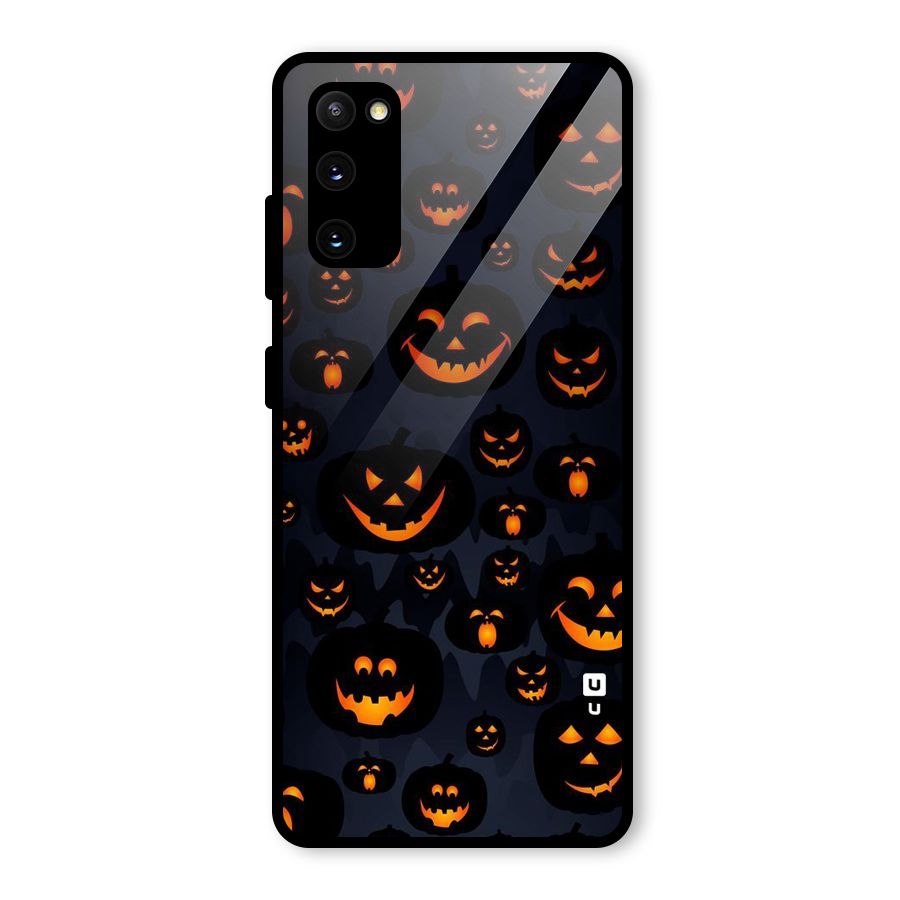 Pumpkin Smile Pattern Glass Back Case for Galaxy S20 FE 5G