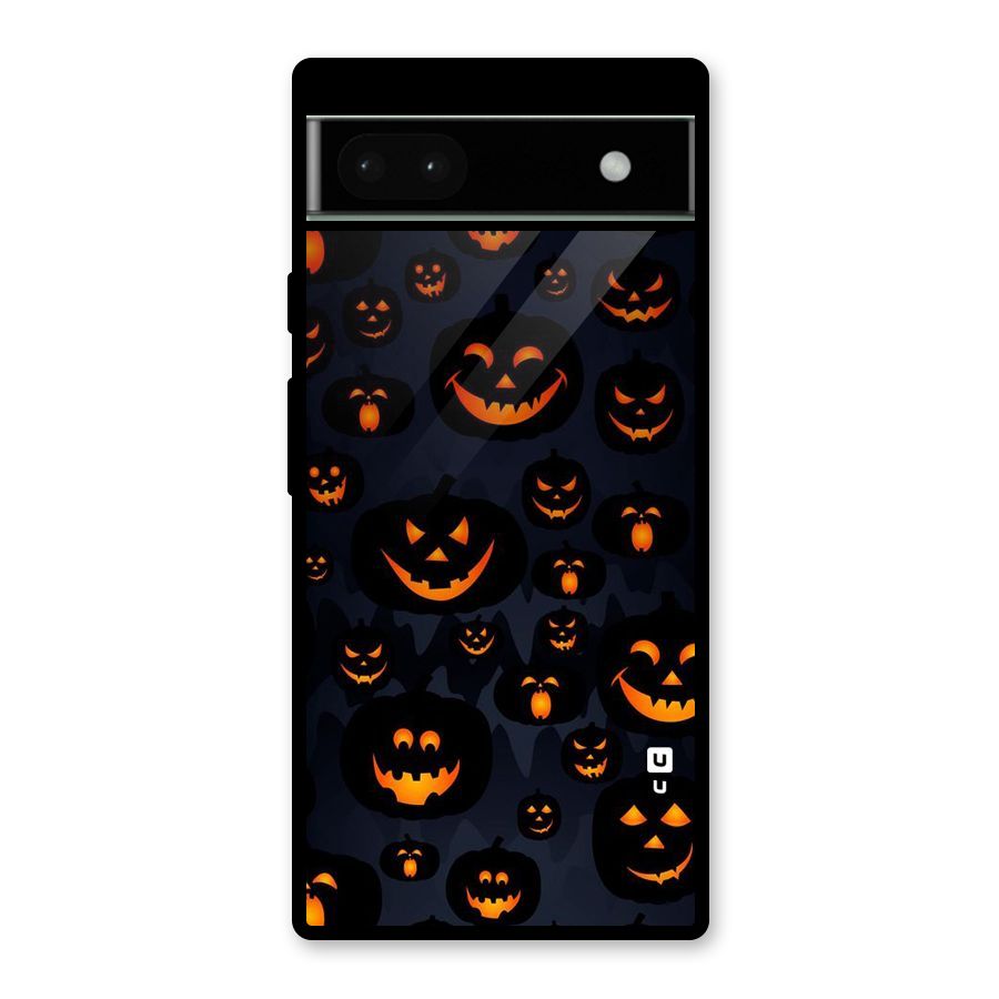 Pumpkin Smile Pattern Glass Back Case for Google Pixel 6a
