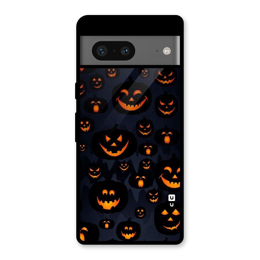 Pumpkin Smile Pattern Glass Back Case for Google Pixel 7