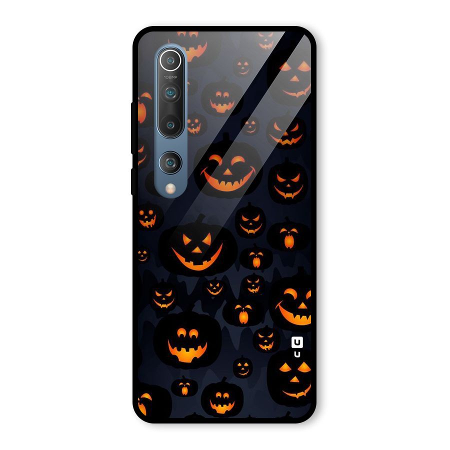 Pumpkin Smile Pattern Glass Back Case for Mi 10