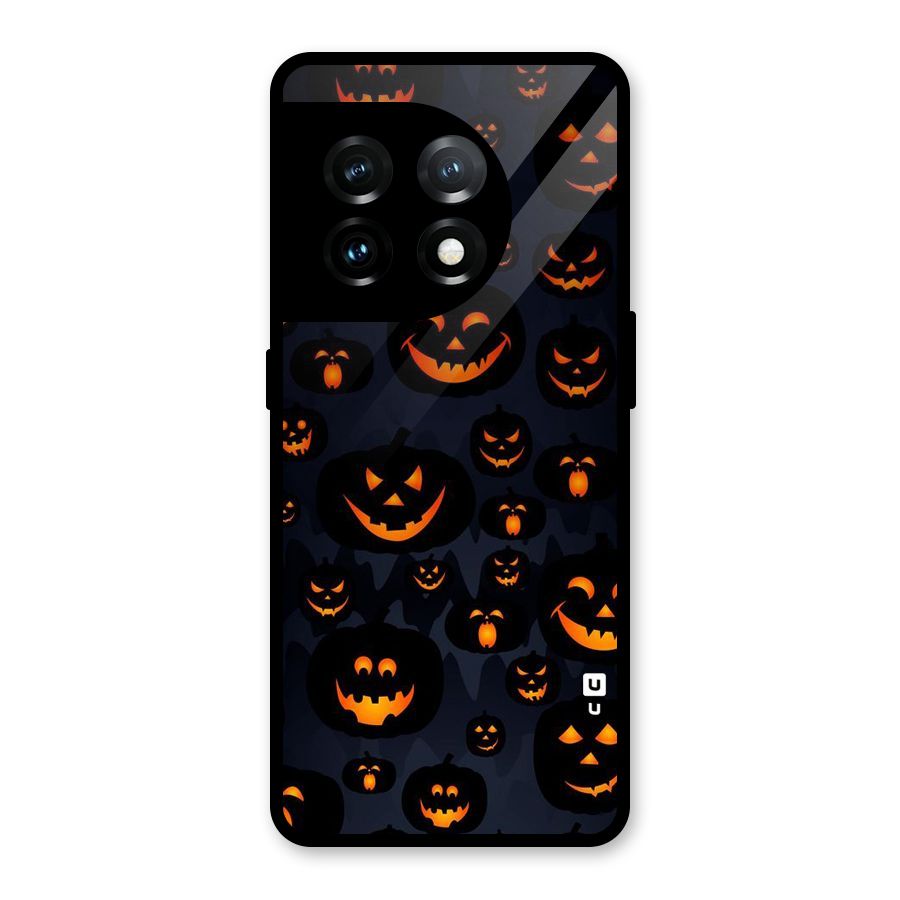 Pumpkin Smile Pattern Glass Back Case for OnePlus 11
