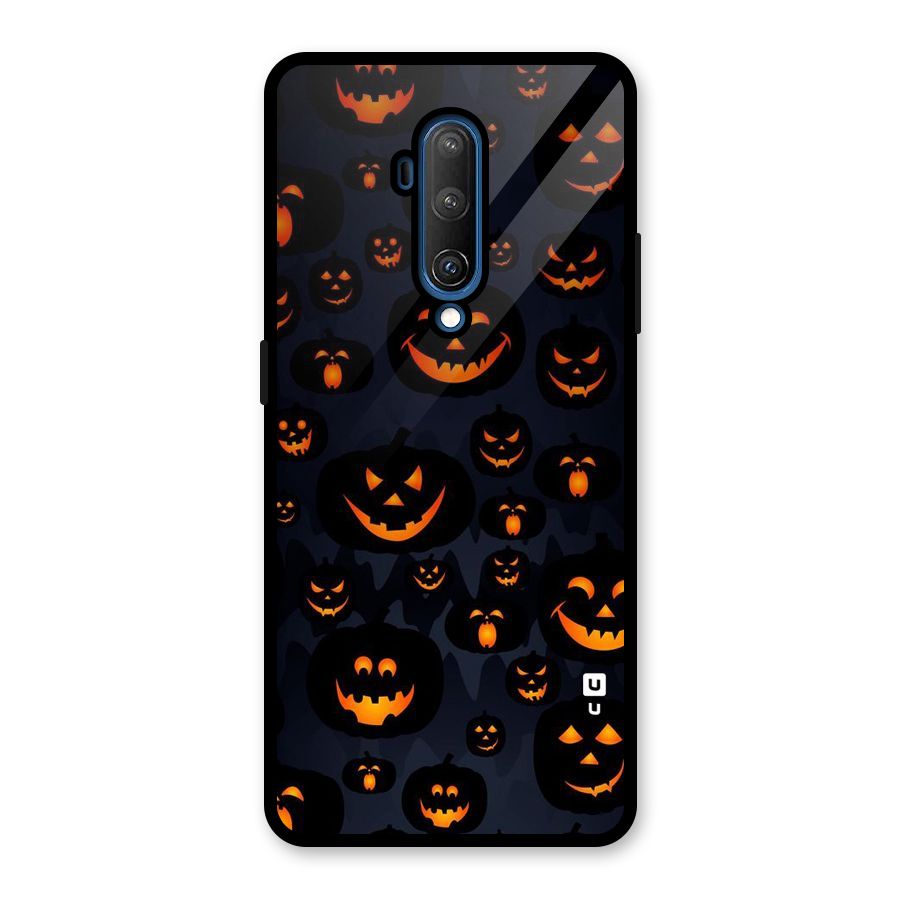 Pumpkin Smile Pattern Glass Back Case for OnePlus 7T Pro
