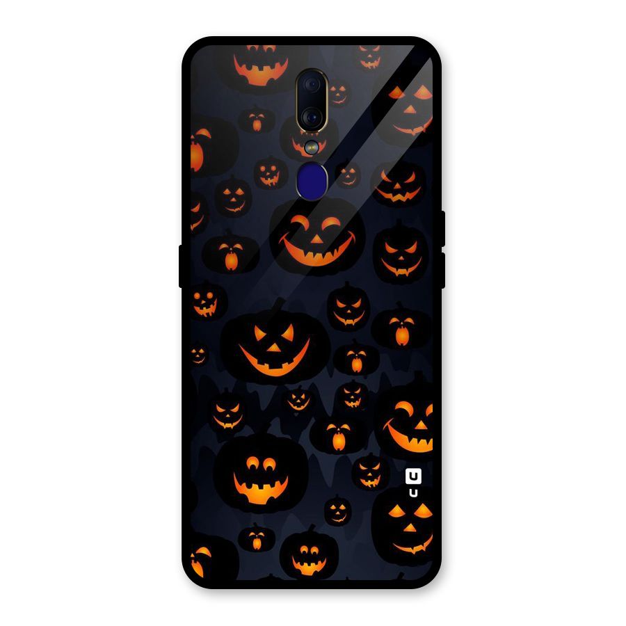 Pumpkin Smile Pattern Glass Back Case for Oppo F11