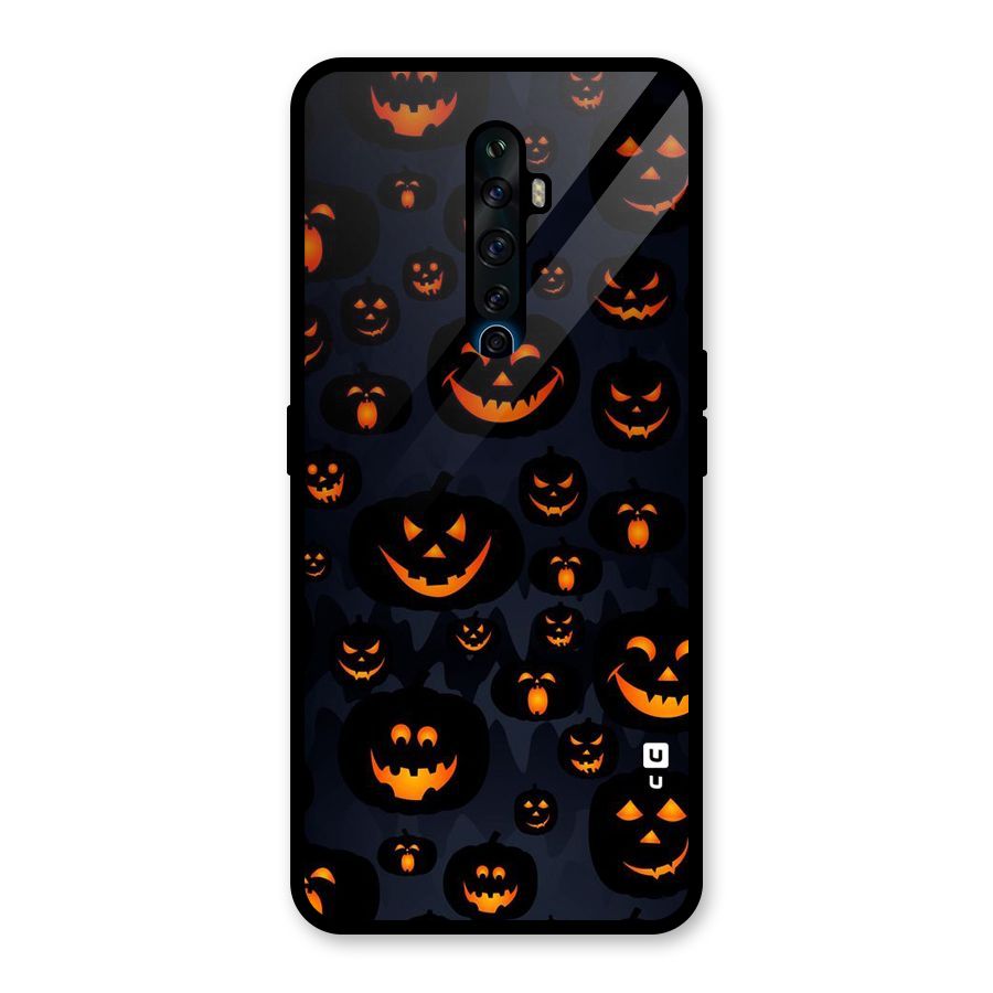 Pumpkin Smile Pattern Glass Back Case for Oppo Reno2 F