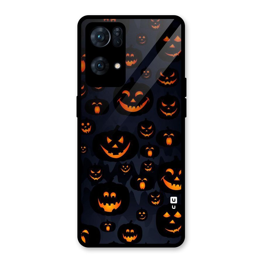 Pumpkin Smile Pattern Glass Back Case for Oppo Reno7 Pro 5G