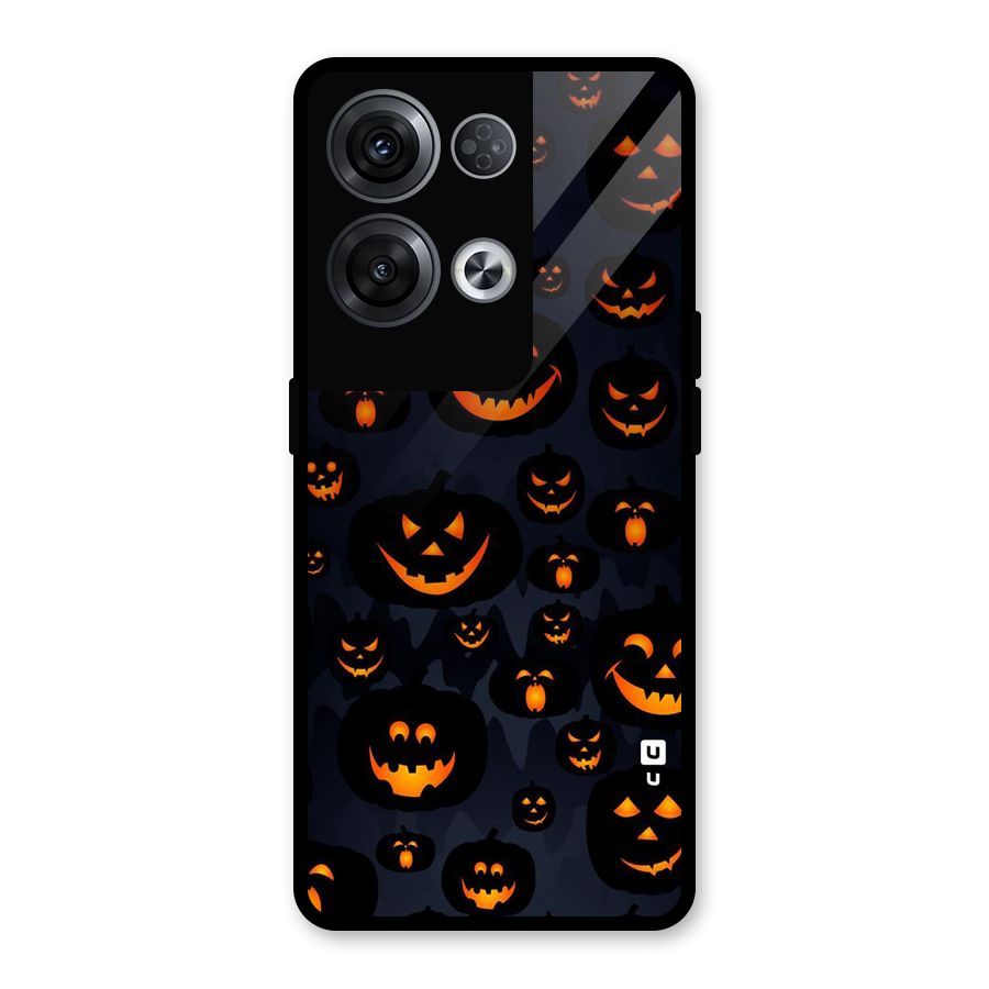 Pumpkin Smile Pattern Glass Back Case for Oppo Reno8 Pro 5G