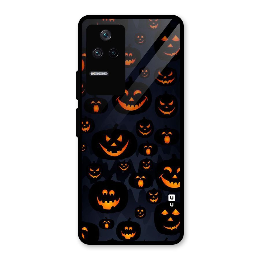 Pumpkin Smile Pattern Glass Back Case for Poco F4 5G