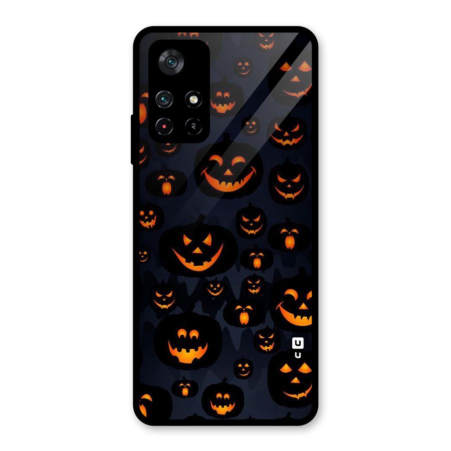 Pumpkin Smile Pattern Glass Back Case for Poco M4 Pro 5G