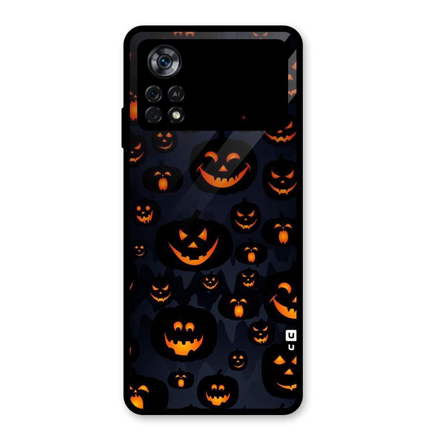 Pumpkin Smile Pattern Glass Back Case for Poco X4 Pro 5G