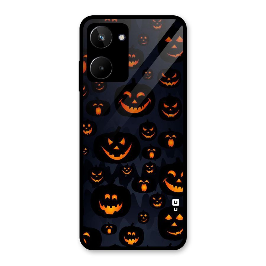 Pumpkin Smile Pattern Glass Back Case for Realme 10